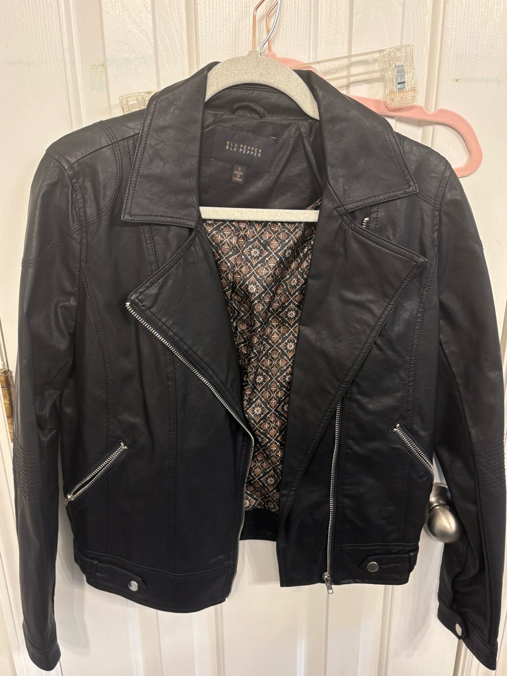 Blu Pepper Black Faux Leather Moto Jacket